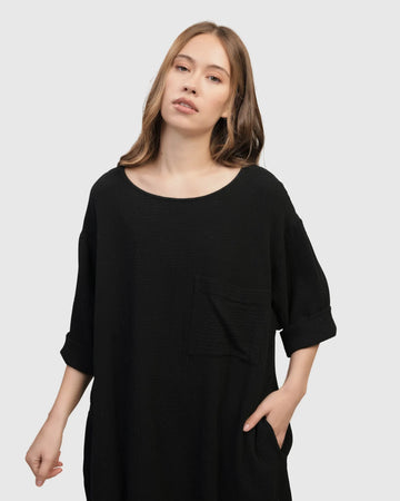alembika-oasis-t-shirt-kleid-schwarz-midi-kaftan-kleid-aus-baumwolle image 6