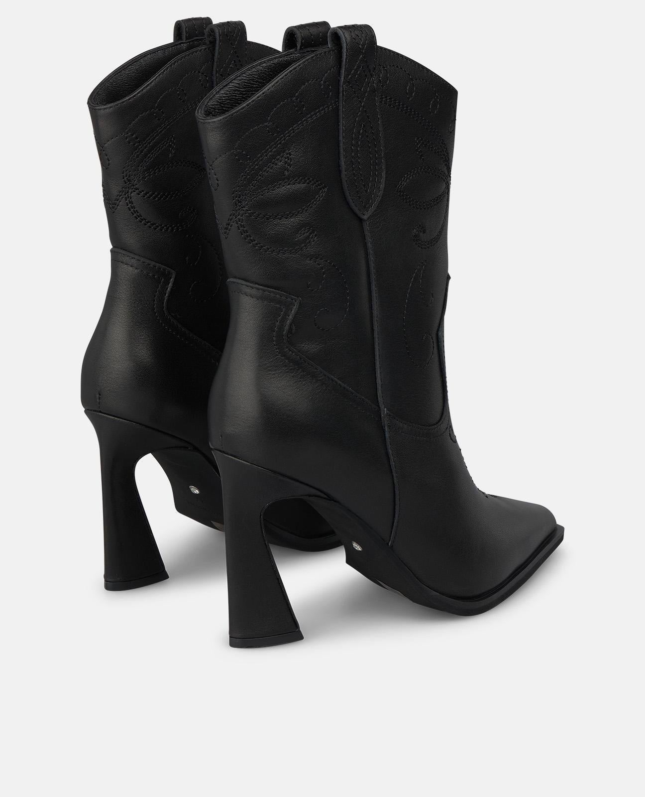 alma-en-pena-cowboy-stiefelette-leder-stickerei-9-cm-blockabsatz-schwarz image 3