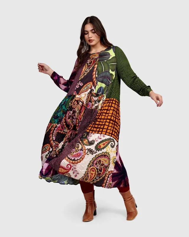 alembika-rosette-midi-dress-ad500m-paisley-patchwork-kleid image 1