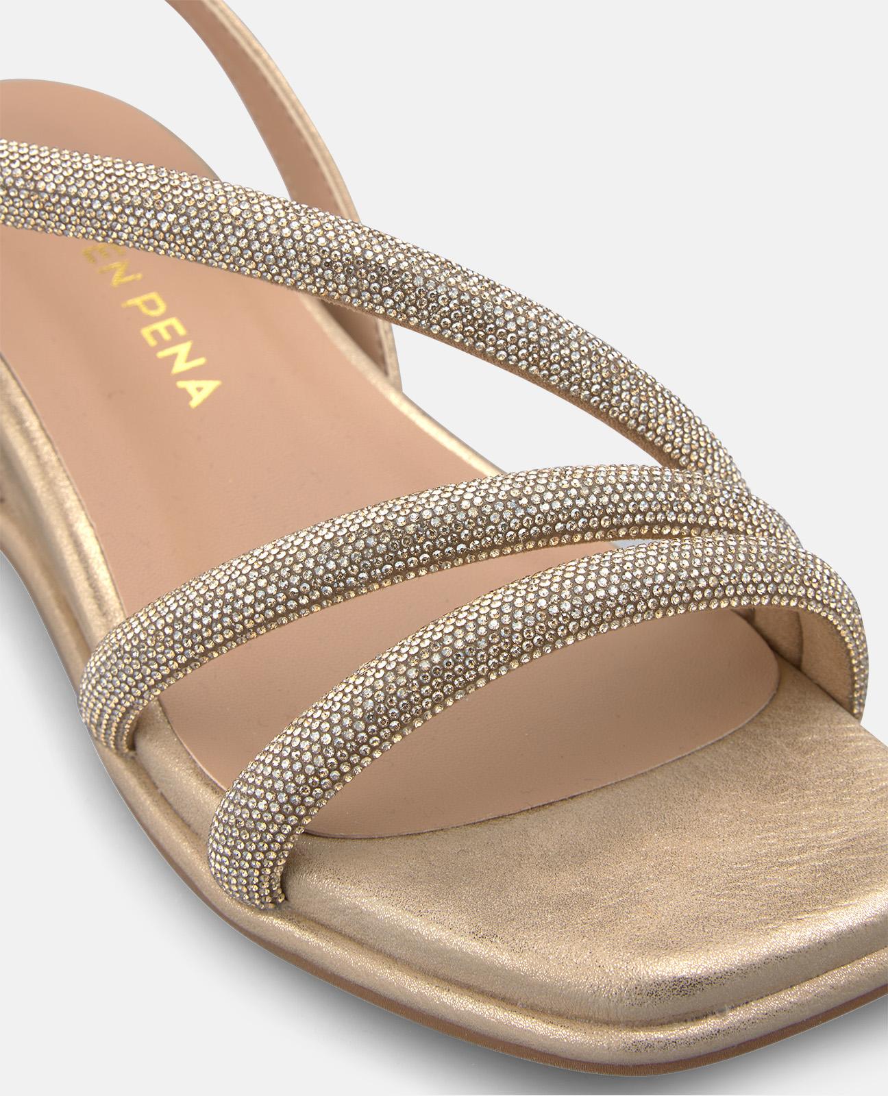 alma-en-pena-keilsandale-mit-tubular-detail-gold-flacher-4-cm-keil image 4