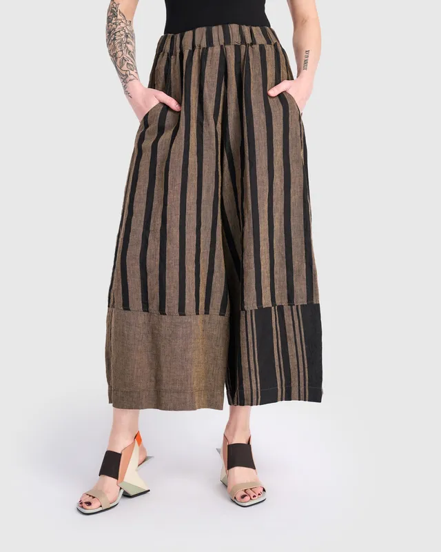 alembika-mesa-sp719t-leinenhose-wide-leg-sepia-black image 1