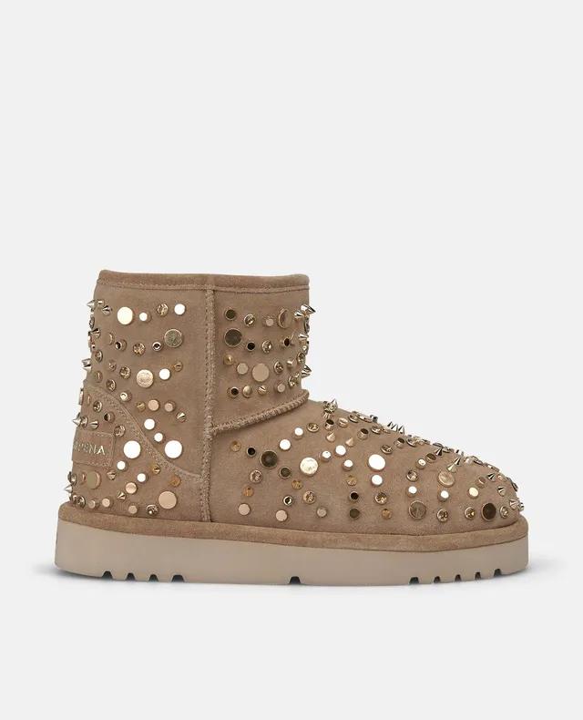 alma-en-pena-apreski-suede-ankle-boots-flache-stiefelette-vison-mit-nieten image 1
