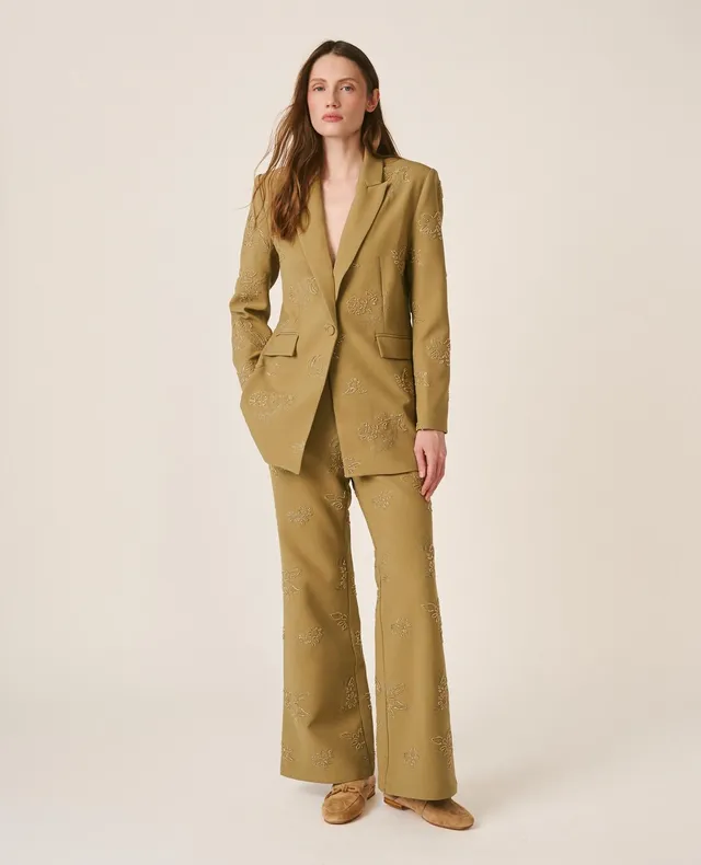 alma-en-pena-crepe-pants-damen-hose-crepe-blumestickerei-caqui image 1
