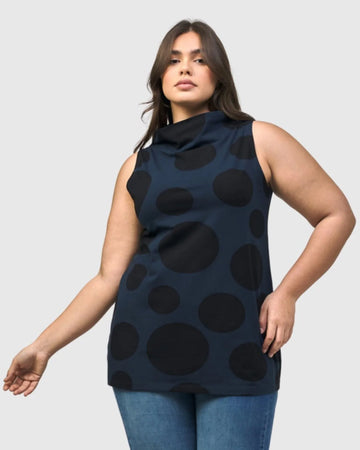 alembika-urban-dots-sleeveless-mockneck-top-navy image 2