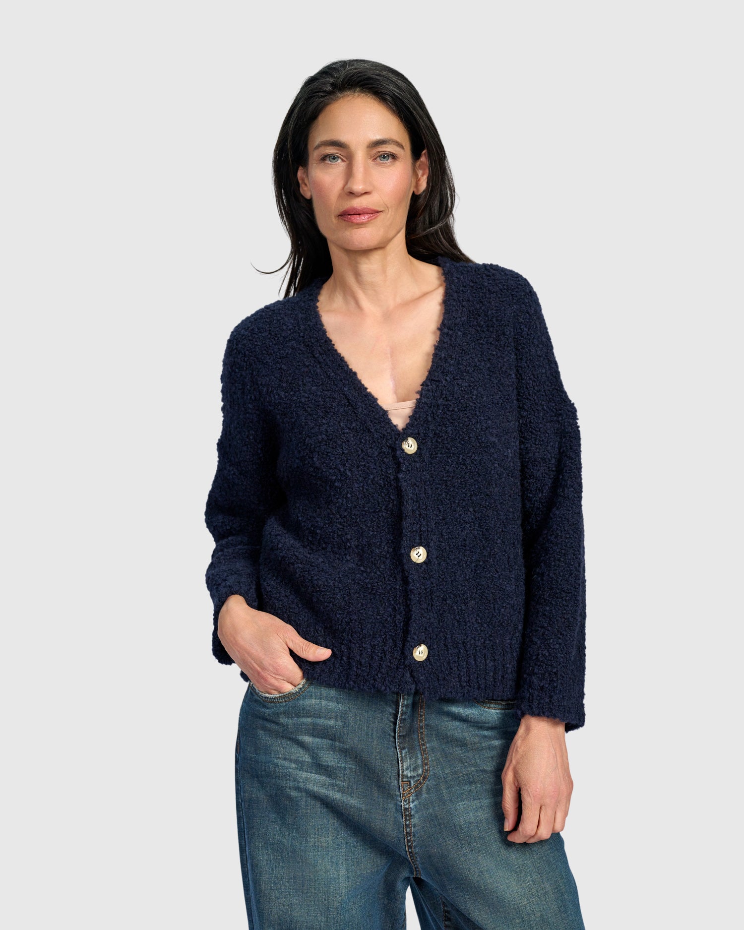alembika-teddy-boucle-cardigan-midnight image 1