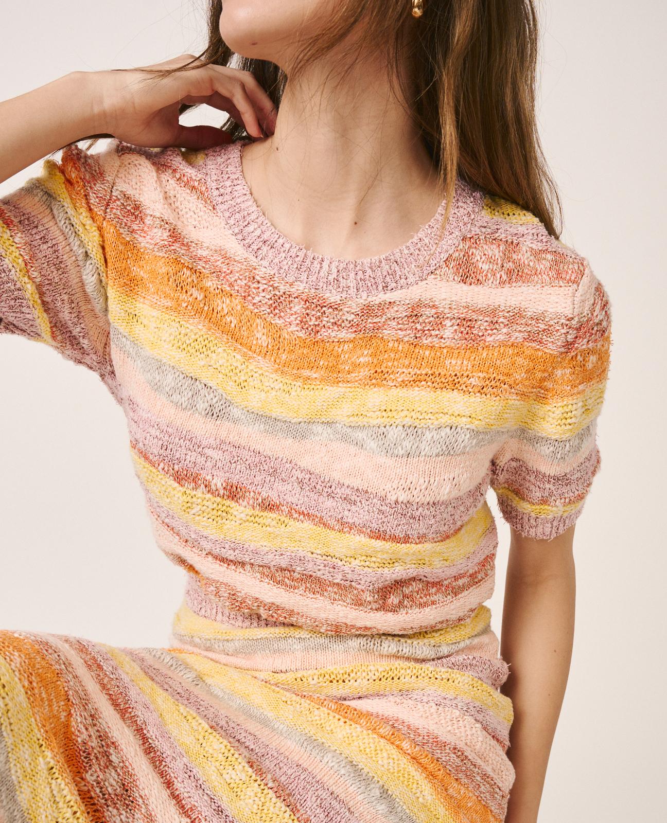 alma-en-pena-short-sleeve-top-stricktop-orange-geometrisch image 4