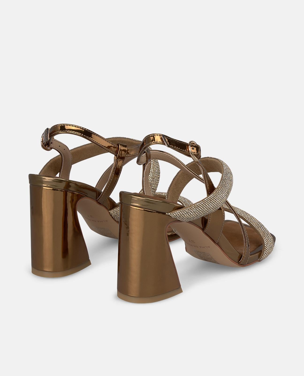 alma-en-pena-metallic-heeled-sandals-blockabsatz-9-8-cm-bronze image 3