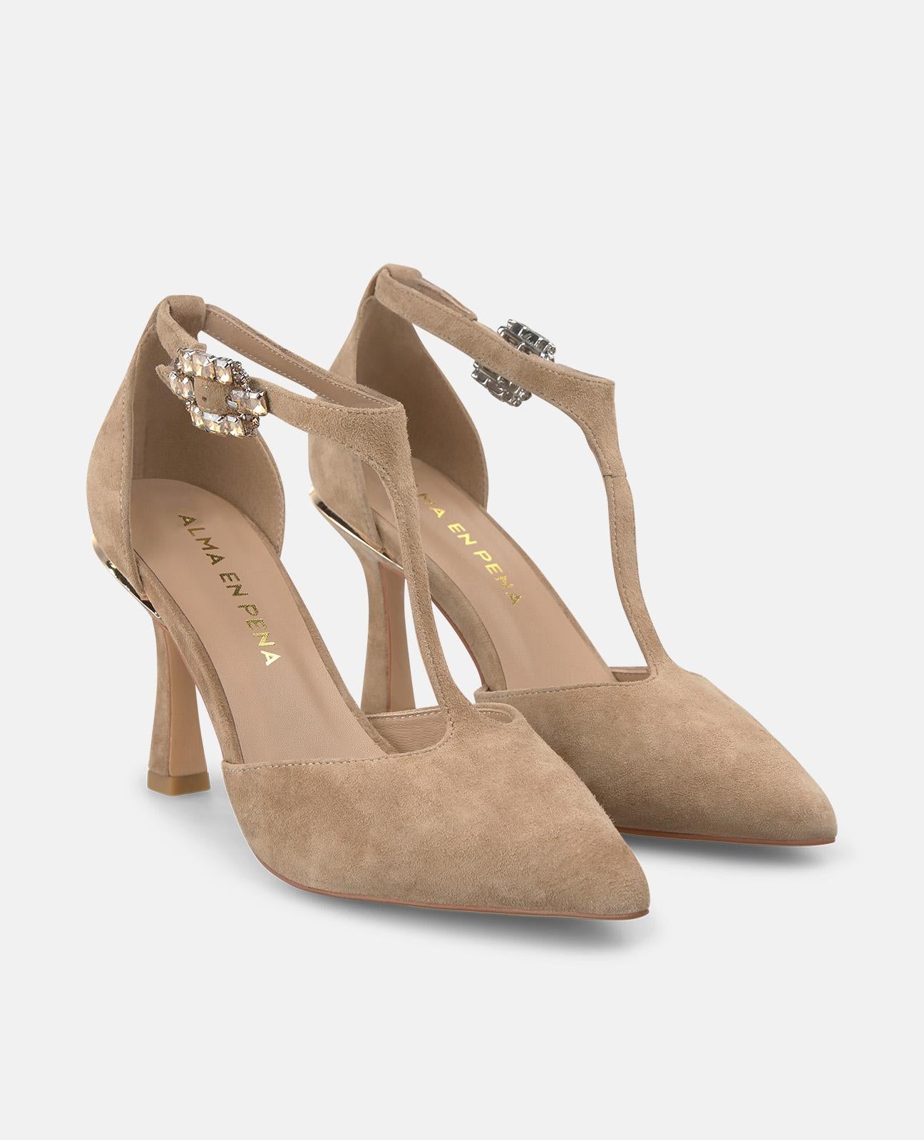 alma-en-pena-salon-pumps-mit-strassschnalle-spitzer-zeh-9-cm-slim-absatz-arena image 2
