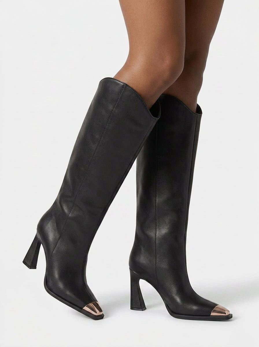 alma-en-pena-nappa-boots-schwarz-mit-metallic-kappe-damen-high-boots-9-cm-absatz image 5