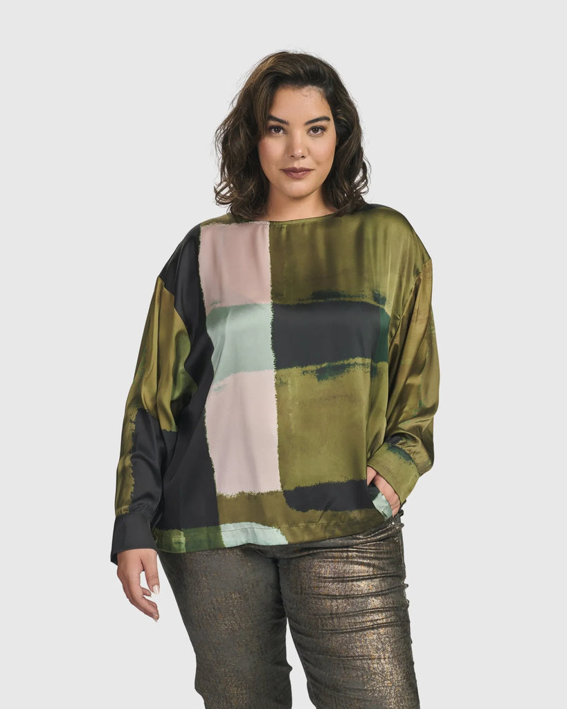 alembika-alfresco-market-top-olive-damen-bluse image 1