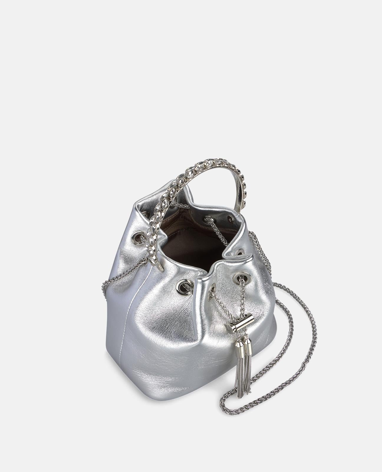 alma-en-pena-bowler-handtasche-mit-strass-griff-silber image 3
