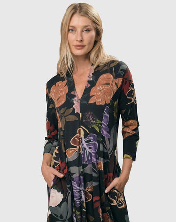 alembika-bali-cocoon-midikleid-leaves-multi-jerseykleid image 3