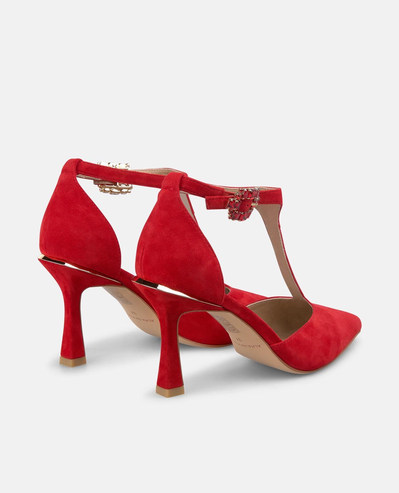 alma-en-pena-salon-pumps-rot-mit-strass-schnalle-9-cm-absatz image 3