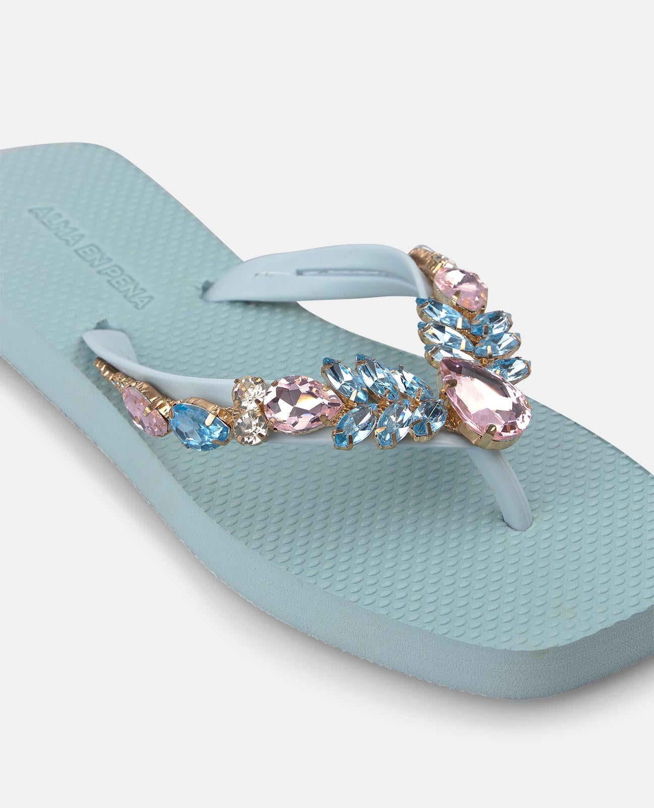 alma-en-pena-t-strap-beach-sandals-zehentrenner-blau-mit-strass image 5