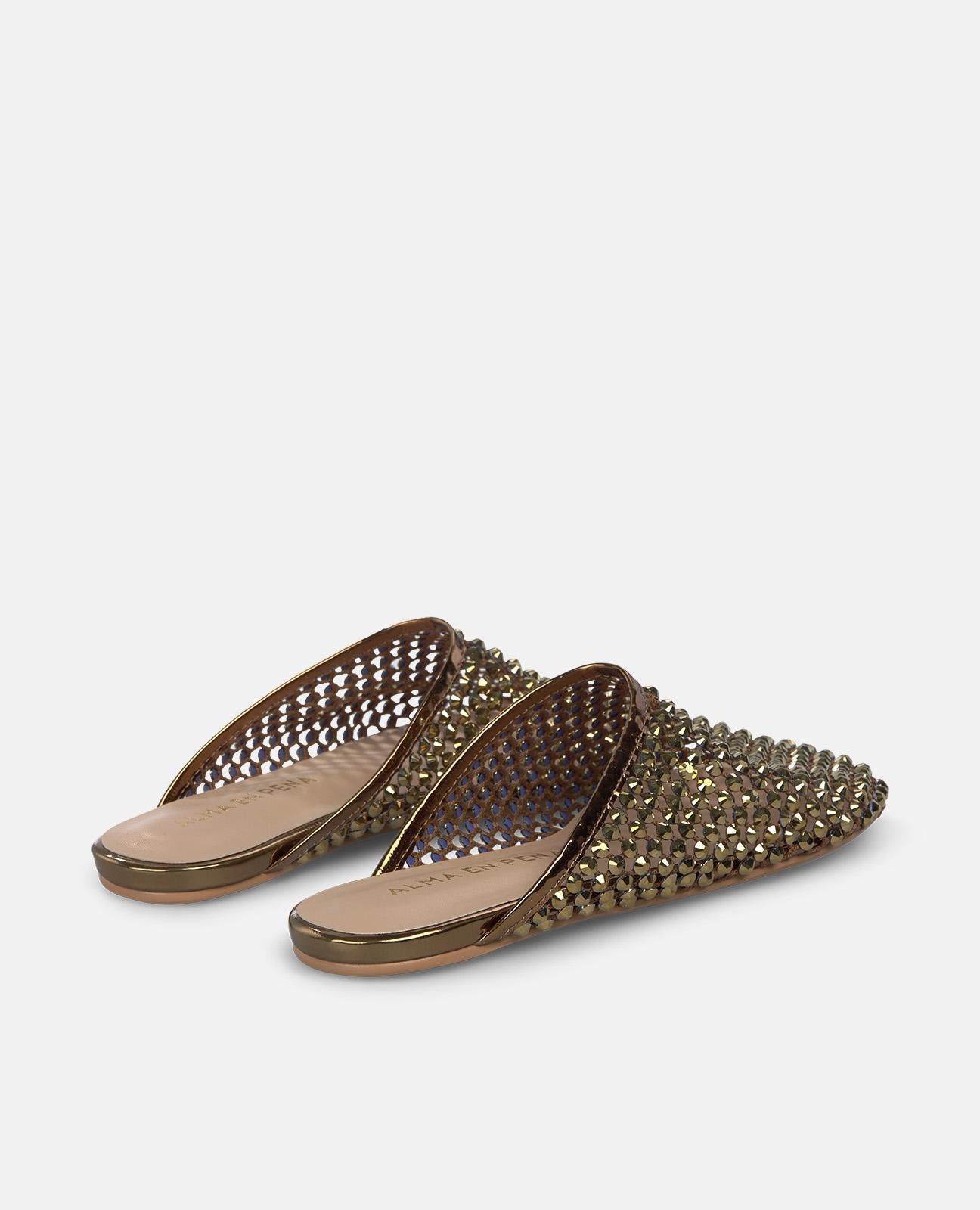 alma-en-pena-flat-mesh-mule-sandals-mules-in-bronze-mit-mesh-und-strass image 3