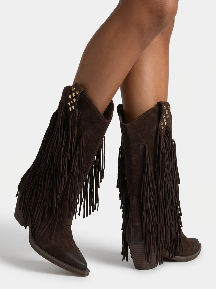 alma-en-pena-suede-cowboy-boots-mit-fransen-braun image 5
