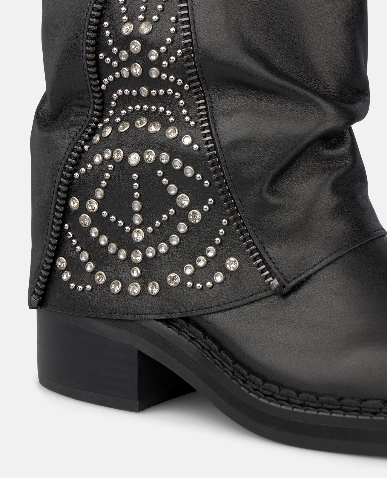 alma-en-pena-nappa-leder-boots-mit-metallnieten-schwarze-stiefel-mit-blockabsatz image 4