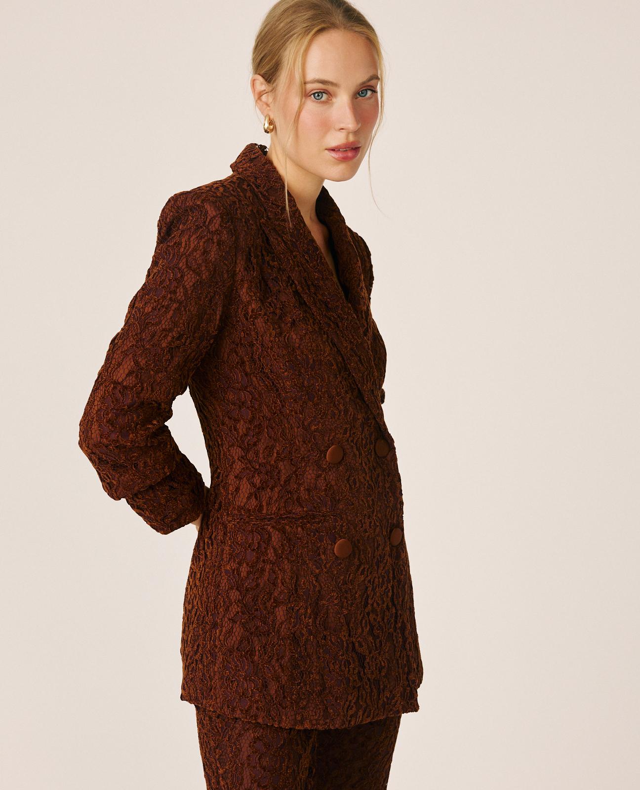 alma-en-pena-velvet-lace-blazer-aus-samt-spitze-in-braun image 4