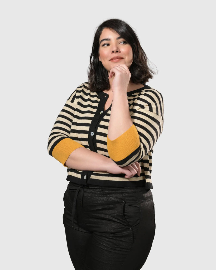 alembika-moana-stripe-cardigan-gelb-schwarz image 1