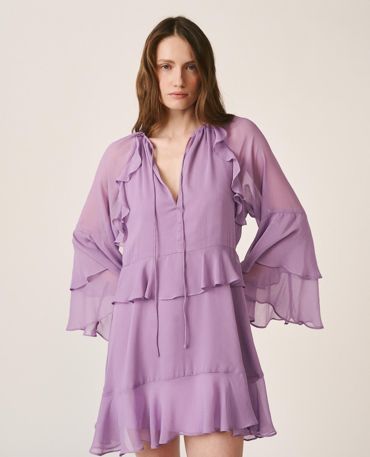 alma-en-pena-flared-sleeve-mini-kleid-lavendel-chiffon image 2