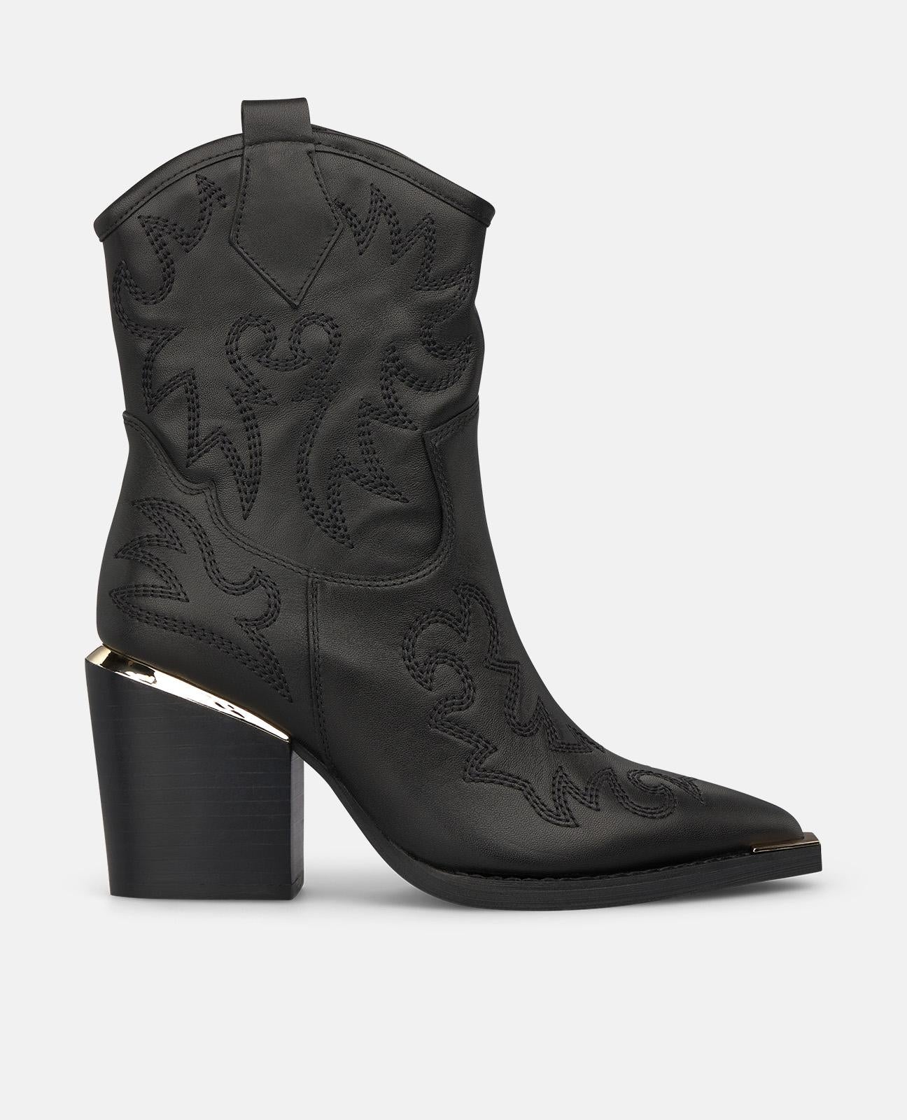 alma-en-pena-cowboy-stiefelette-nappa-leder-schwarz-stickerei-7-5-cm-blockabsatz image 1