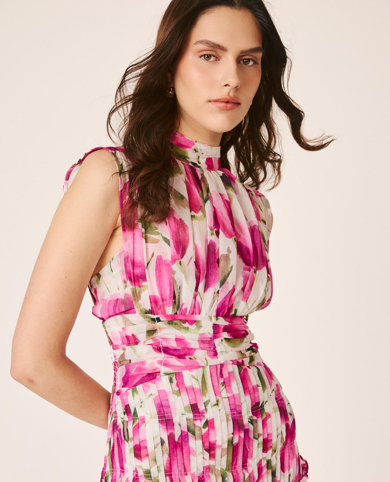 alma-en-pena-langes-blumenkleid-stehkragen-rosa image 3