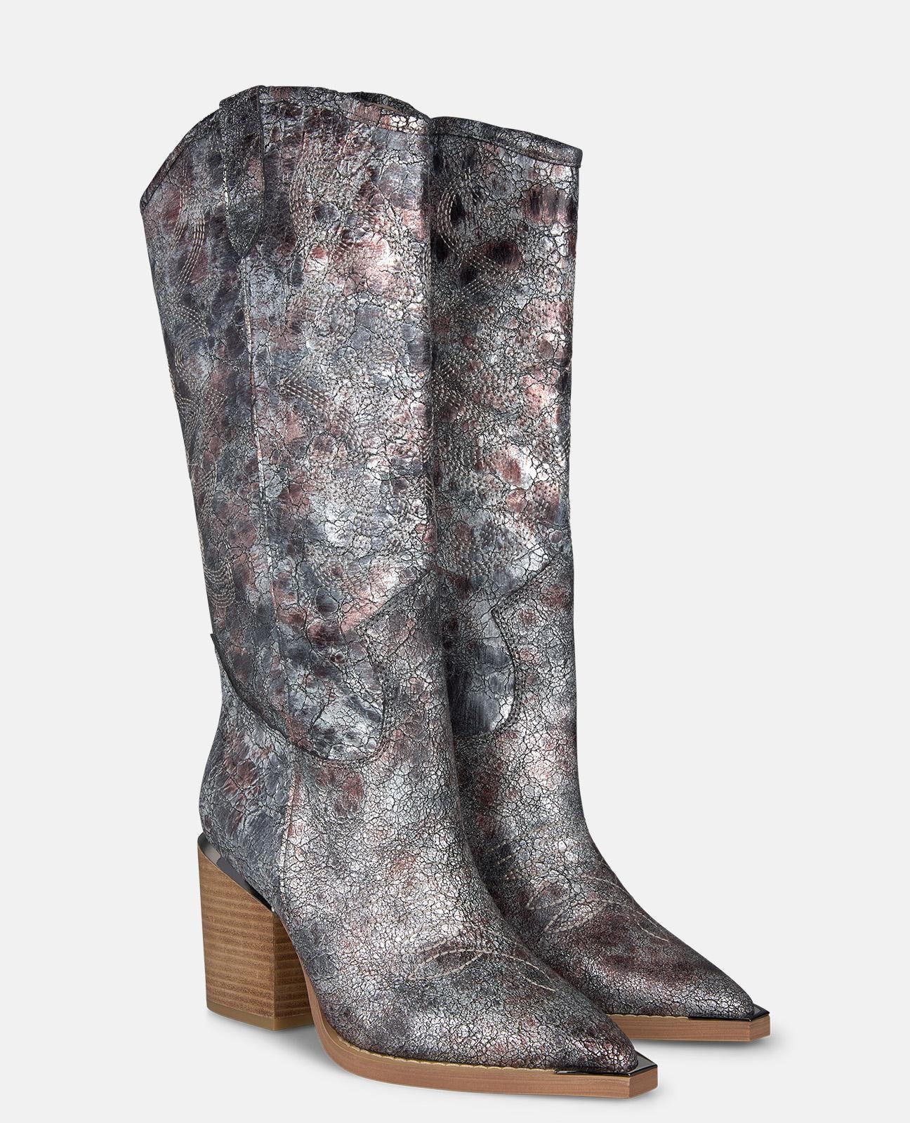 alma-en-pena-country-boot-cowboy-stiefel-silber-metallic-7-5-cm-absatz-38-cm-sch image 2