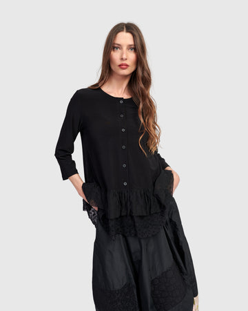 alembika-ruffle-cardigan-damen-strickjacke-schwarz image 2