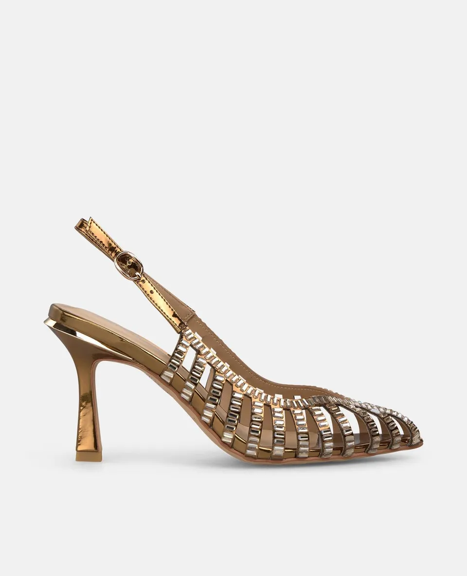 alma-en-pena-metallic-grille-pumps-bronze-8-cm image 1