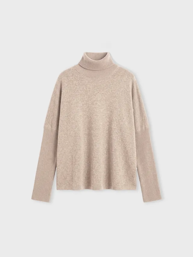 absolut-clara-pullover-poncho-aus-kaschmir-f-r-damen-rollkragen-kastanie image 1