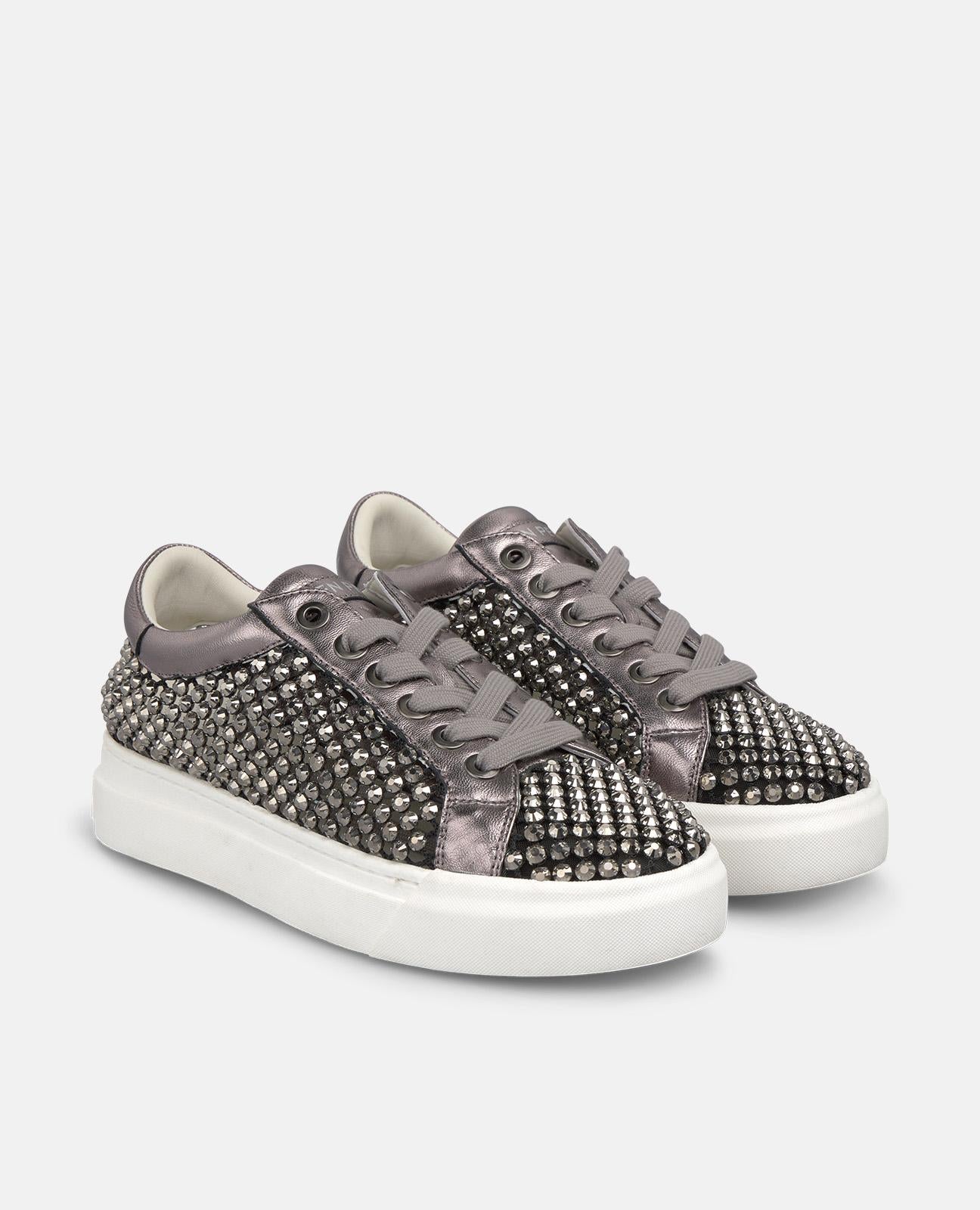 alma-en-pena-sport-sneaker-mit-strass-in-silber-plateau-3-5-cm image 2