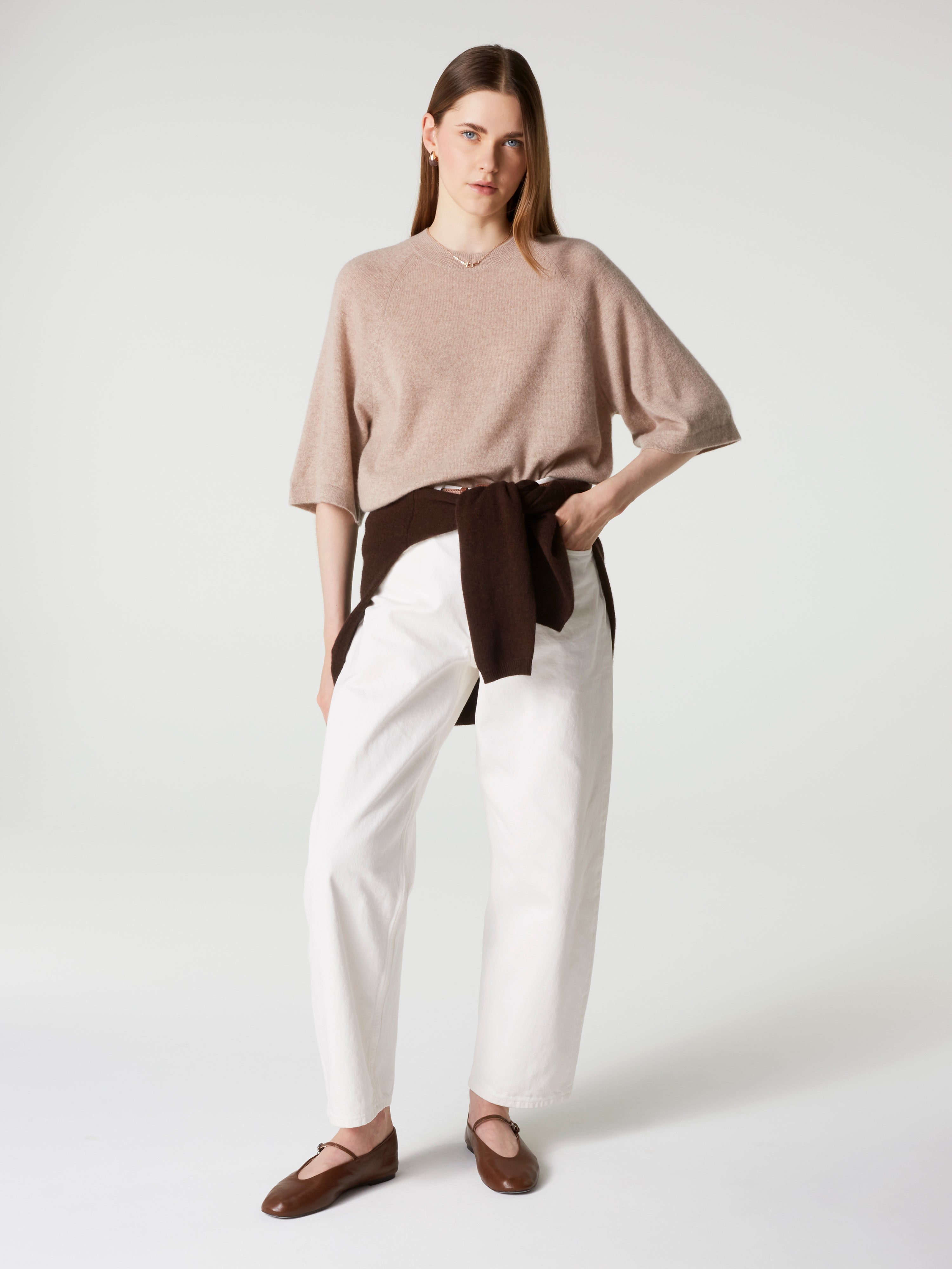 absolut-leana-damen-kaschmirpullover-oversize-3-4-arm-chestnut image 2