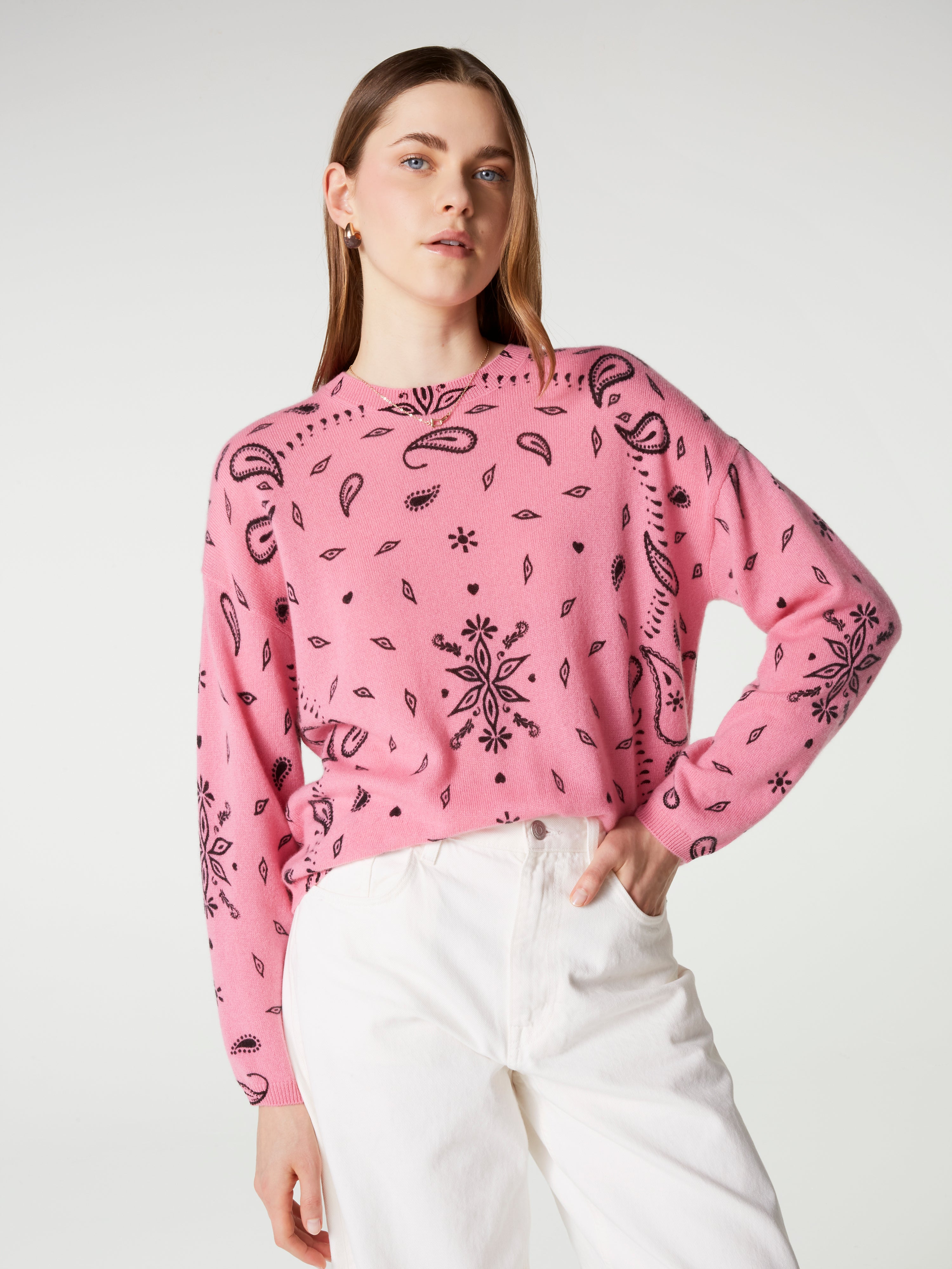 absolut-ariane-print-damen-kaschmirpullover-rundhals-bandana-print-pink image 6