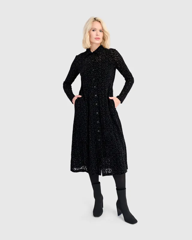 alembika-marilyn-button-up-dress-damen-kleid-in-schwarz image 1