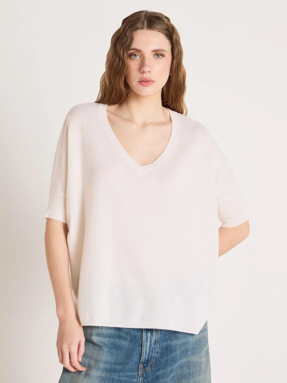 absolut-kate-poncho-pullover-v-ausschnitt-kaschmir-f-r-damen-creme image 1
