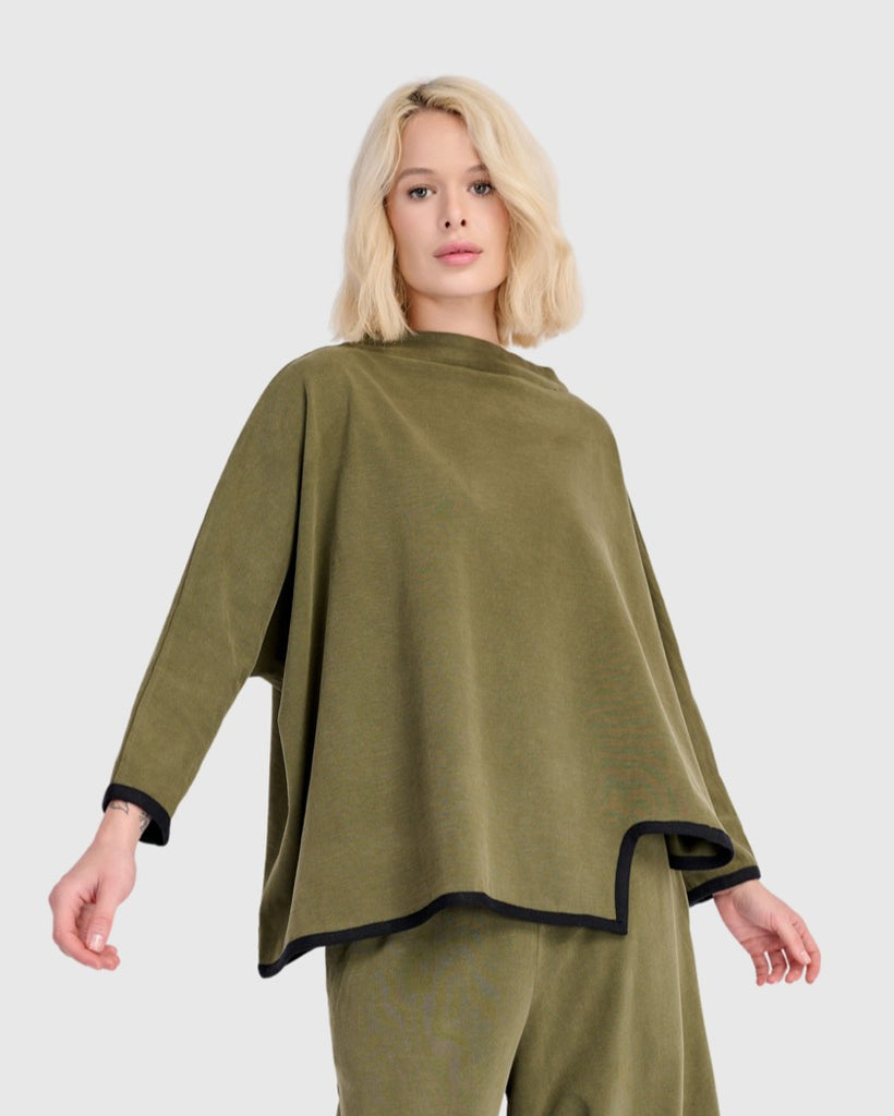 alembika-haze-pullover-olive-oversize-pullover-aus-baumwolle image 1