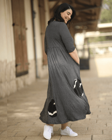 alembika-empire-crinkle-lang-kleid-stripe image 2