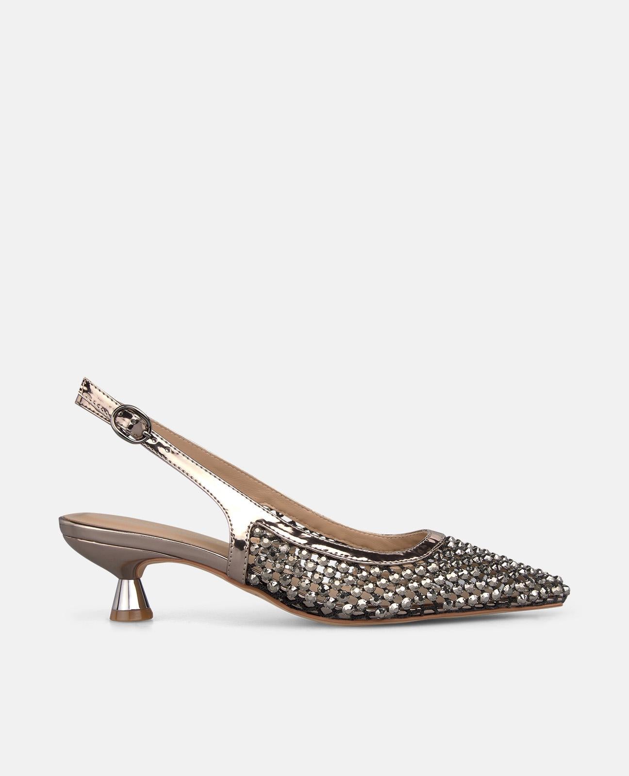 alma-en-pena-metallic-mesh-slingpumps-mit-strass-kitten-heel image 2