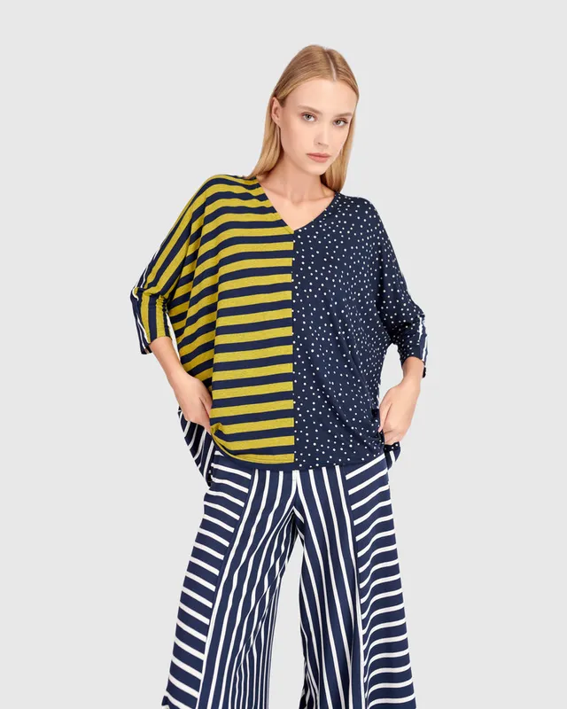 alembika-sun-moon-top-navy-yellow image 1