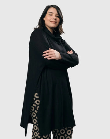 alembika-cowl-waffle-tunic-black-damen-tunika-wasserfall image 6