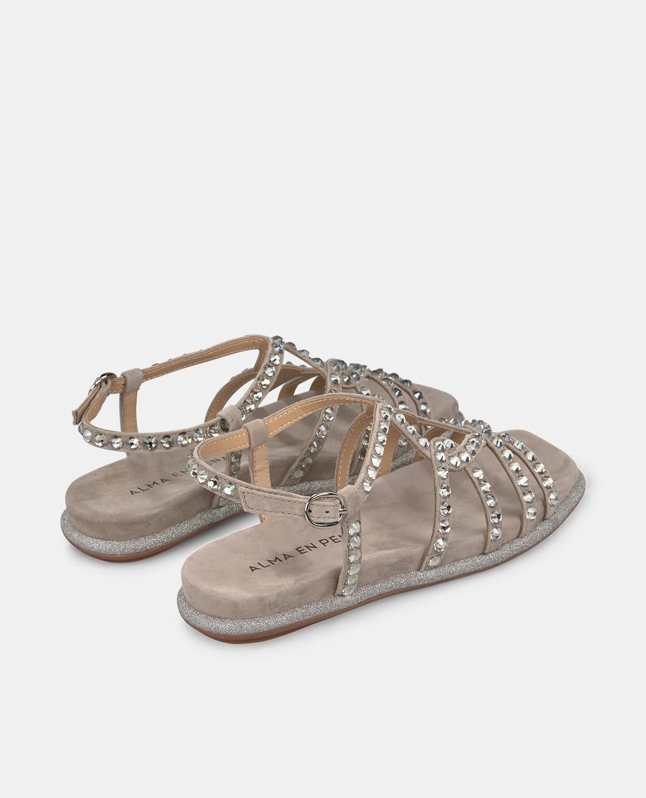 alma-en-pena-flache-sandale-mit-glitzer-riemen-eckige-zehen-2-cm-in-grau image 3