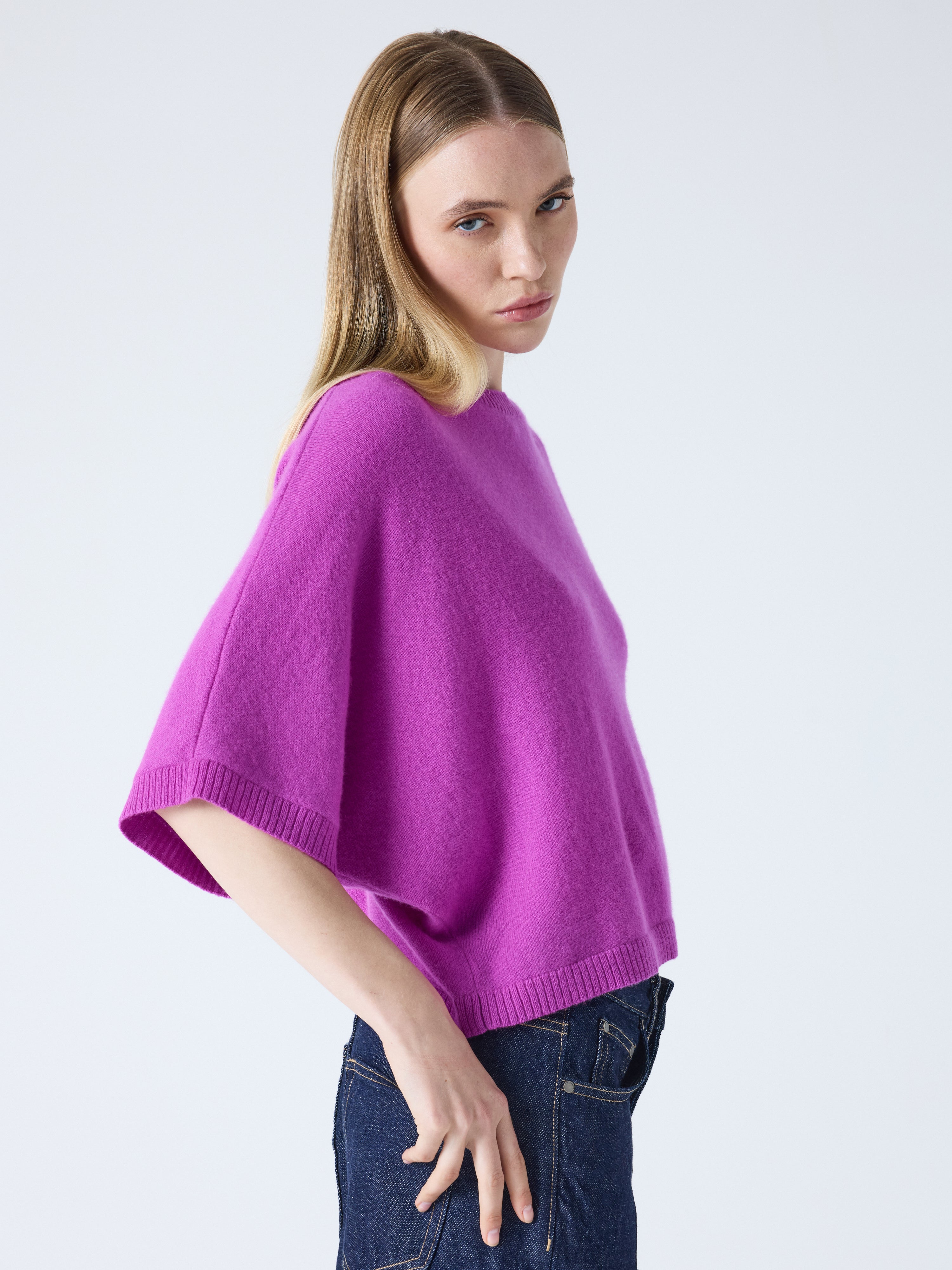 absolut-bettina-kaschmir-poncho-pullover-damen-rundhals-purple-neon image 3