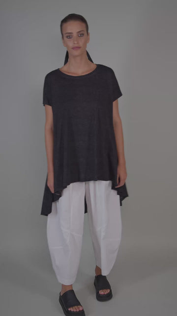 alembika-urban-hi-lo-top-damen-schwarz-meliert-kurzarm image 3