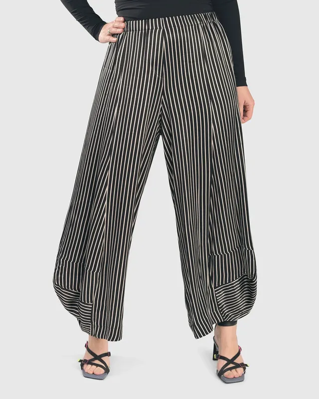 alembika-luxe-satin-punto-pants-damen-hose-stripe image 1