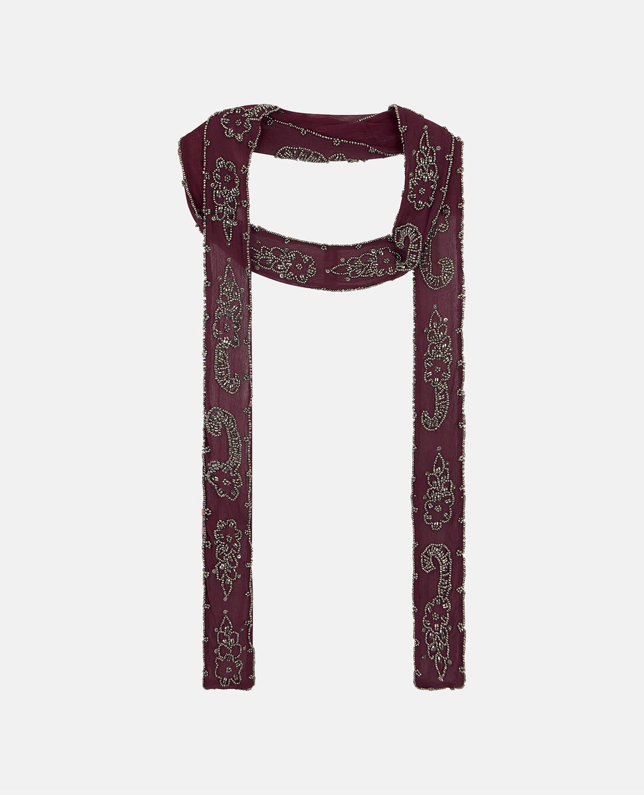 alma-en-pena-perlen-schal-beaded-scarf-gaze-schal-bordeaux-6-x-200-cm image 3